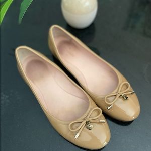 Kate Spade Tan Patten Flats with Bows